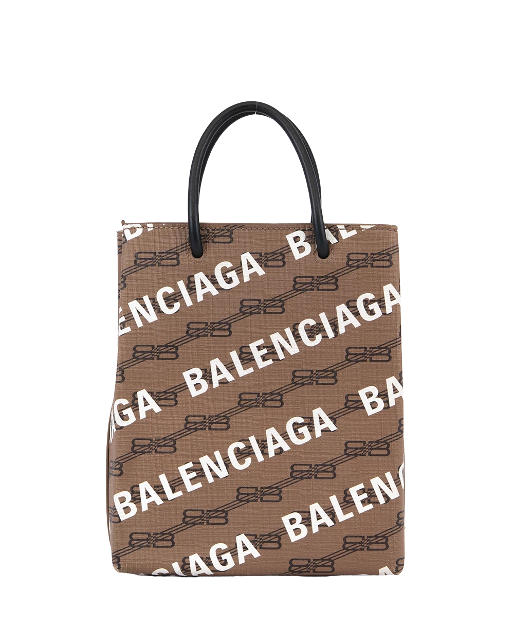 BALENCIAGA SHOPPING TOTE MINI BROWN BB MONOGRAM CANVAS GHW 693805 2769 P 493075 1208