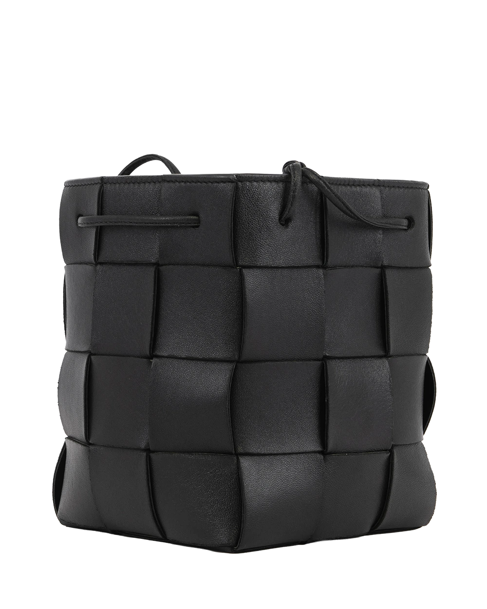 BOTTEGA CASSETTE BUCKET SMALL BLACK CALF MICROCHIP 4096