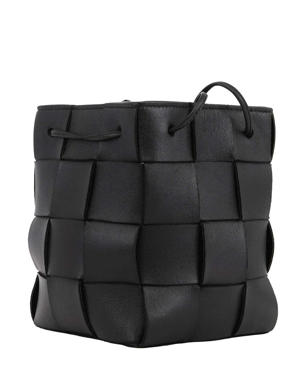BOTTEGA CASSETTE BUCKET SMALL BLACK CALF MICROCHIP 4097