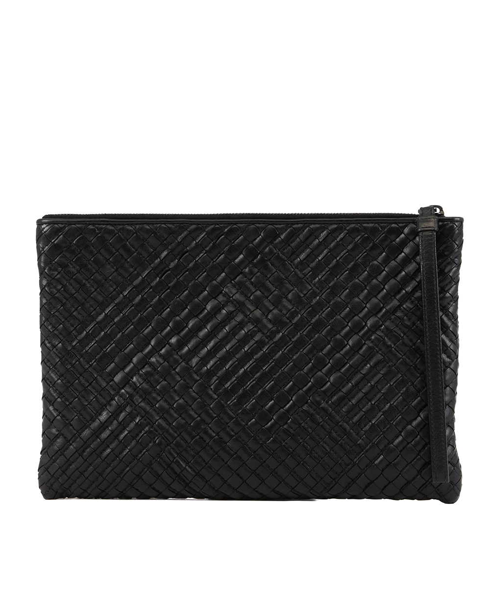 BOTTEGA FLAP POUCH BLACK CALF SHW B06451968B 0452