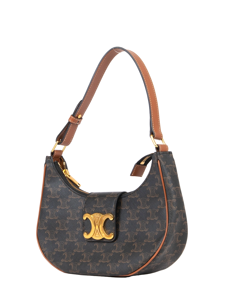 CELINE AVA TRIOMPHE MEDIUM BROWN TAN CANVAS GHW F GA 2263 F AT 2253 2059
