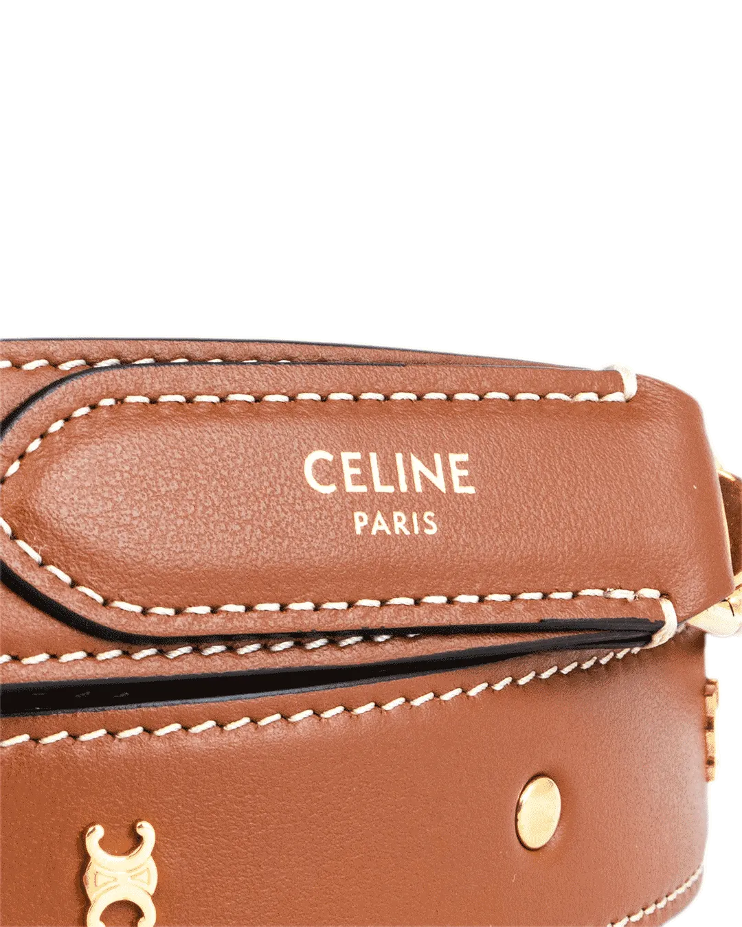 CELINE BAG STRAP BROWN CALF GHW U NE 0283 1553