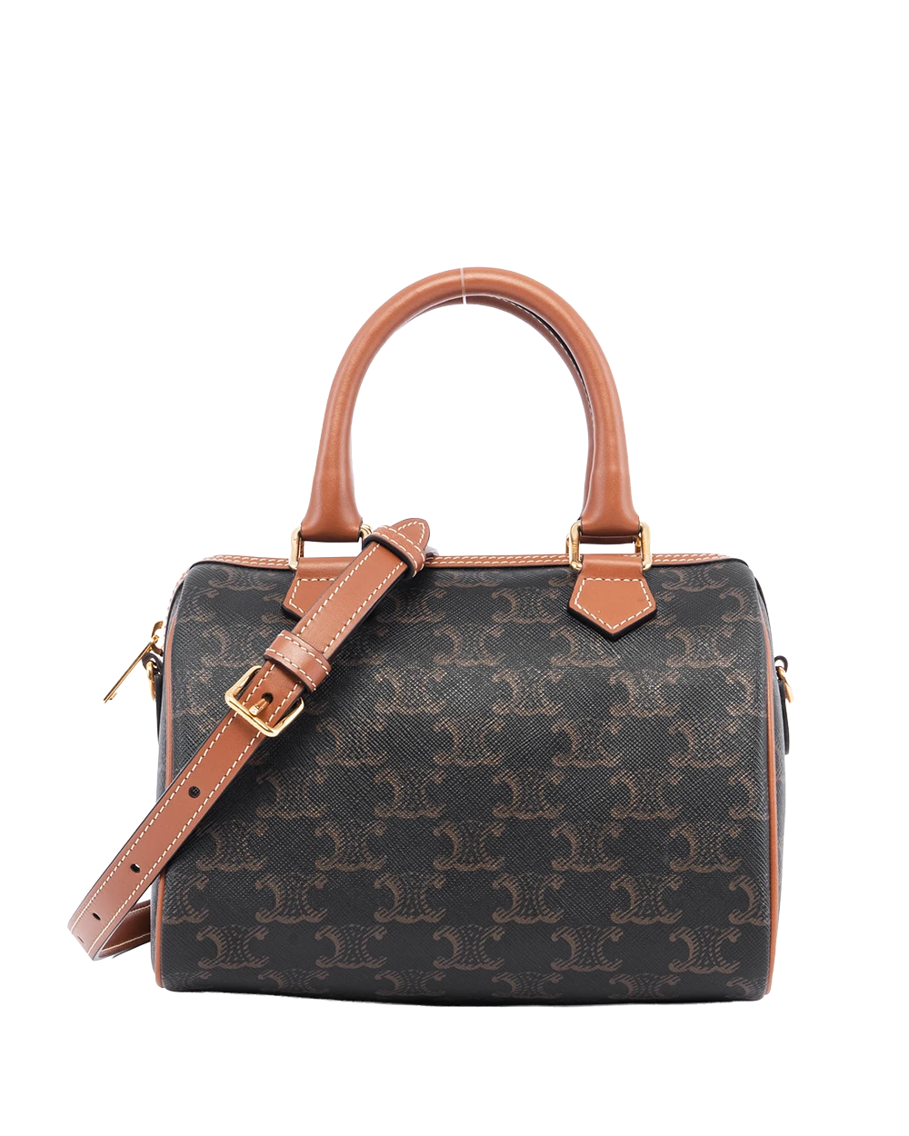 CELINE BOSTON SMALL BROWN TAN CANVAS GHW F GA 1293 05887