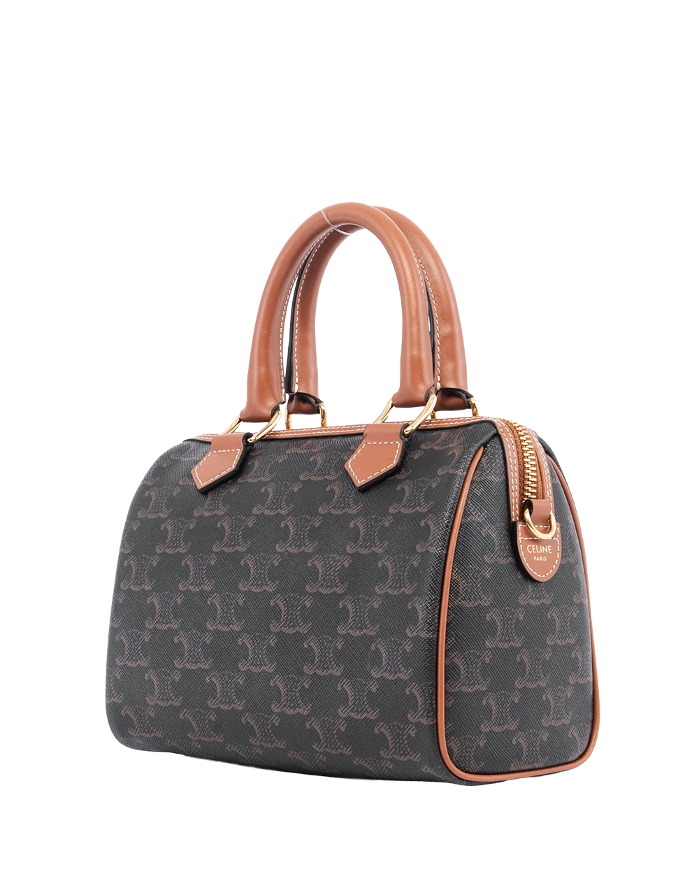 CELINE BOSTON SMALL BROWN TAN CANVAS GHW F GA 1293 05889