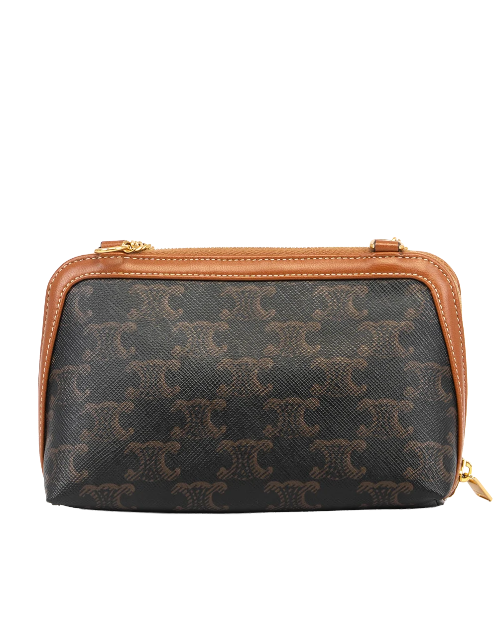 CELINE CLUTCH ON CHAIN BROWN CANVAS GHW U IP 0233 0263