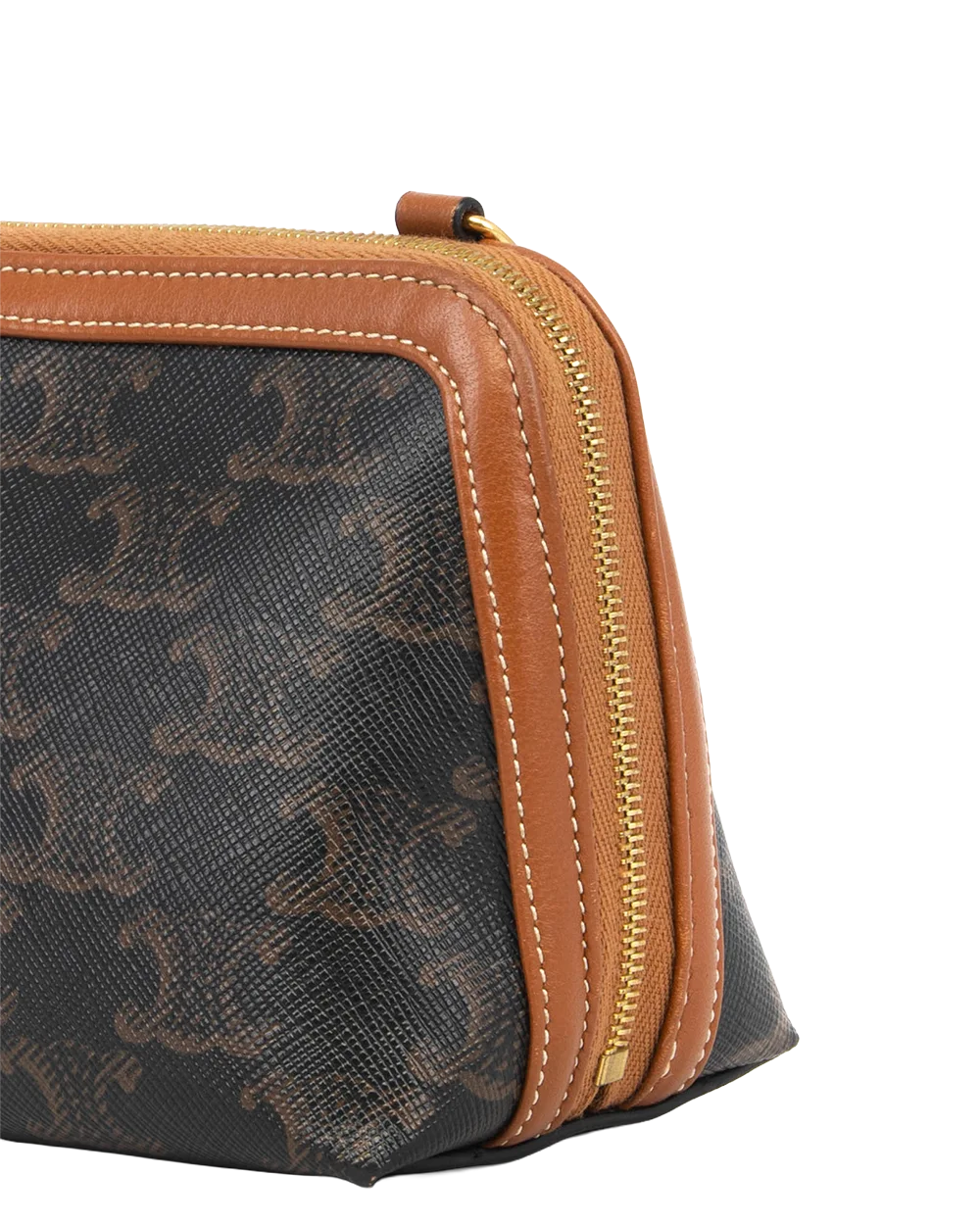 CELINE CLUTCH ON CHAIN BROWN CANVAS GHW U IP 0233 0266