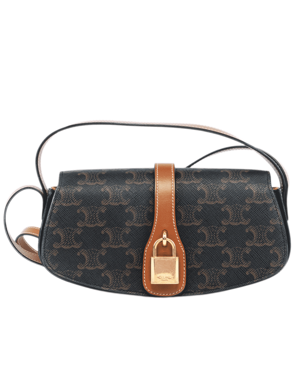 CELINE CLUTCH ON STRAP BROWN TAN CANVAS GHW F DR 1222 0633