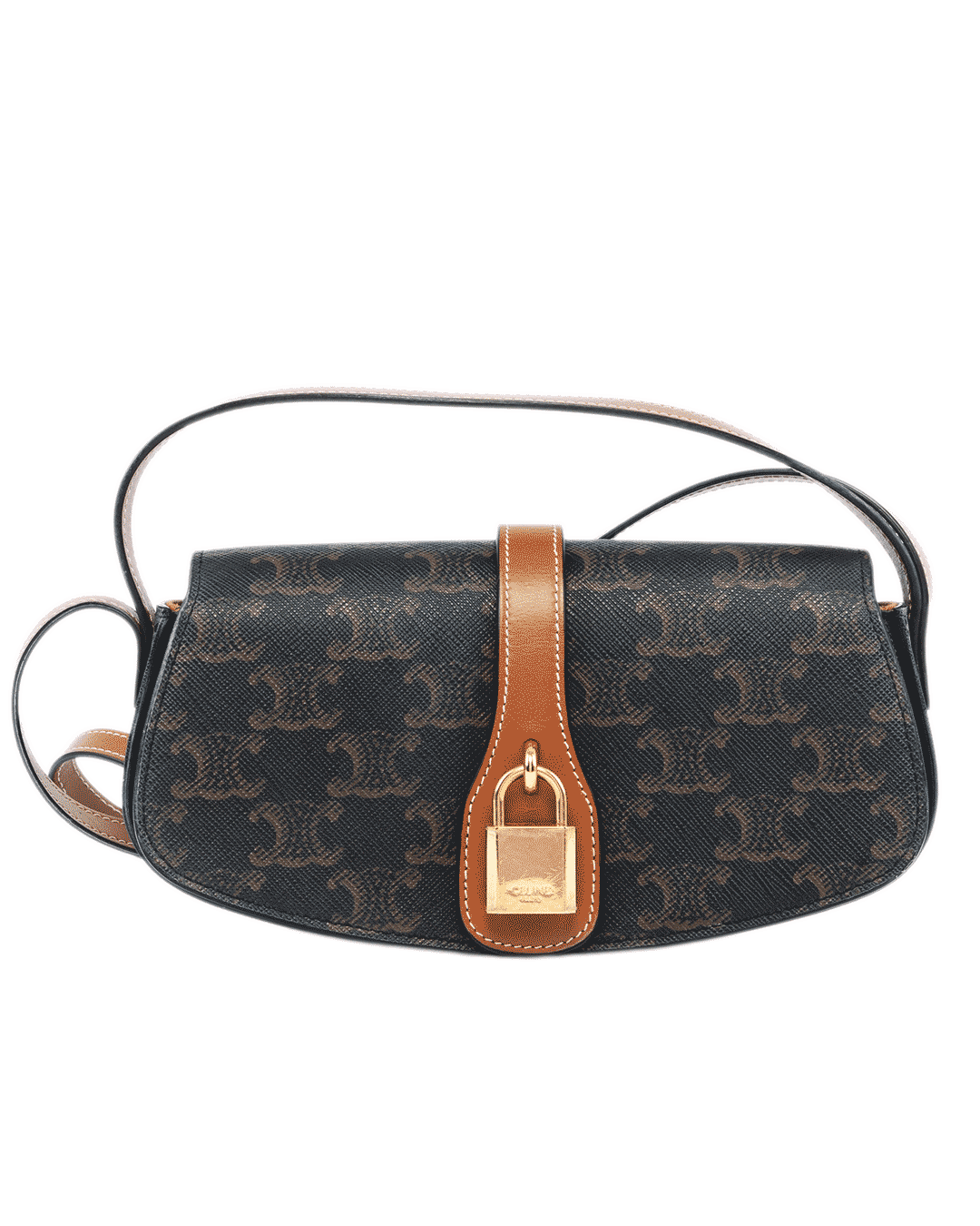 CELINE CLUTCH ON STRAP BROWN TAN CANVAS GHW F DR 1222 0633