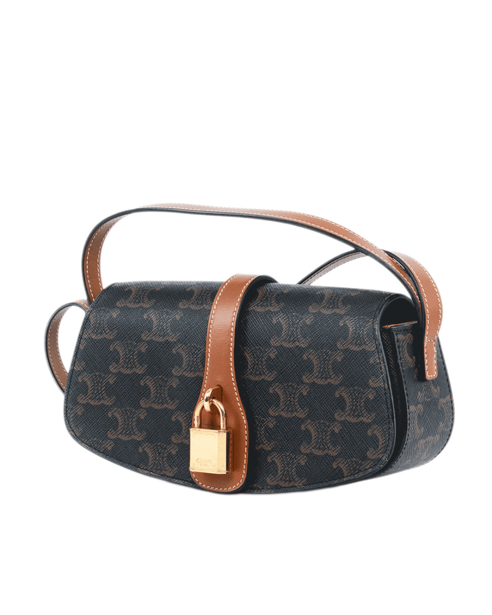 CELINE CLUTCH ON STRAP BROWN TAN CANVAS GHW F DR 1222 0634