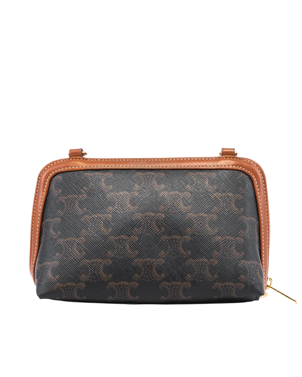 CELINE CLUTCH WITH CHAIN BROWN TAN CANVAS GHW S AN 2262 04620