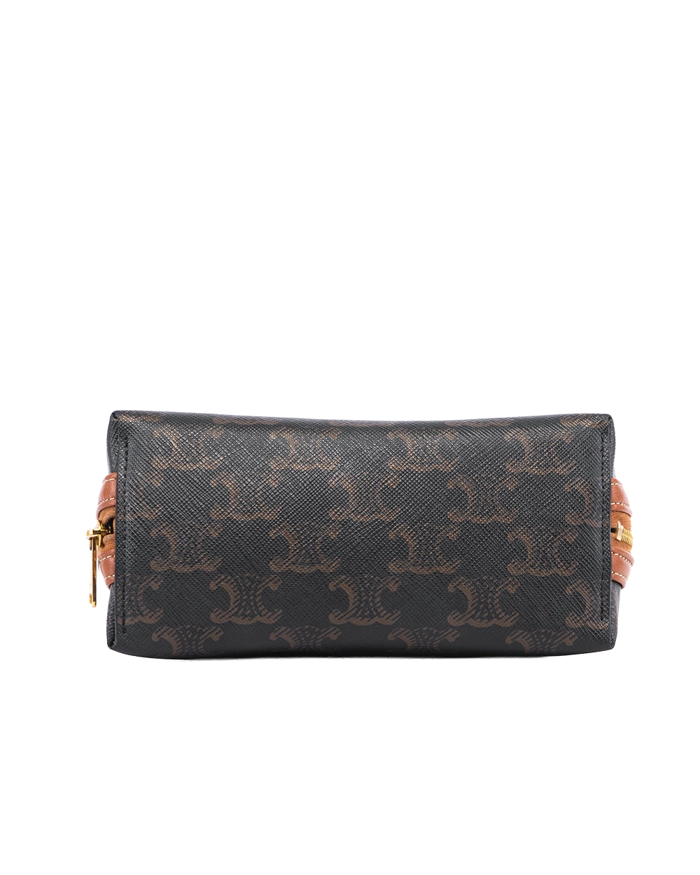 CELINE CLUTCH WITH CHAIN BROWN TAN CANVAS GHW S AN 2262 04621