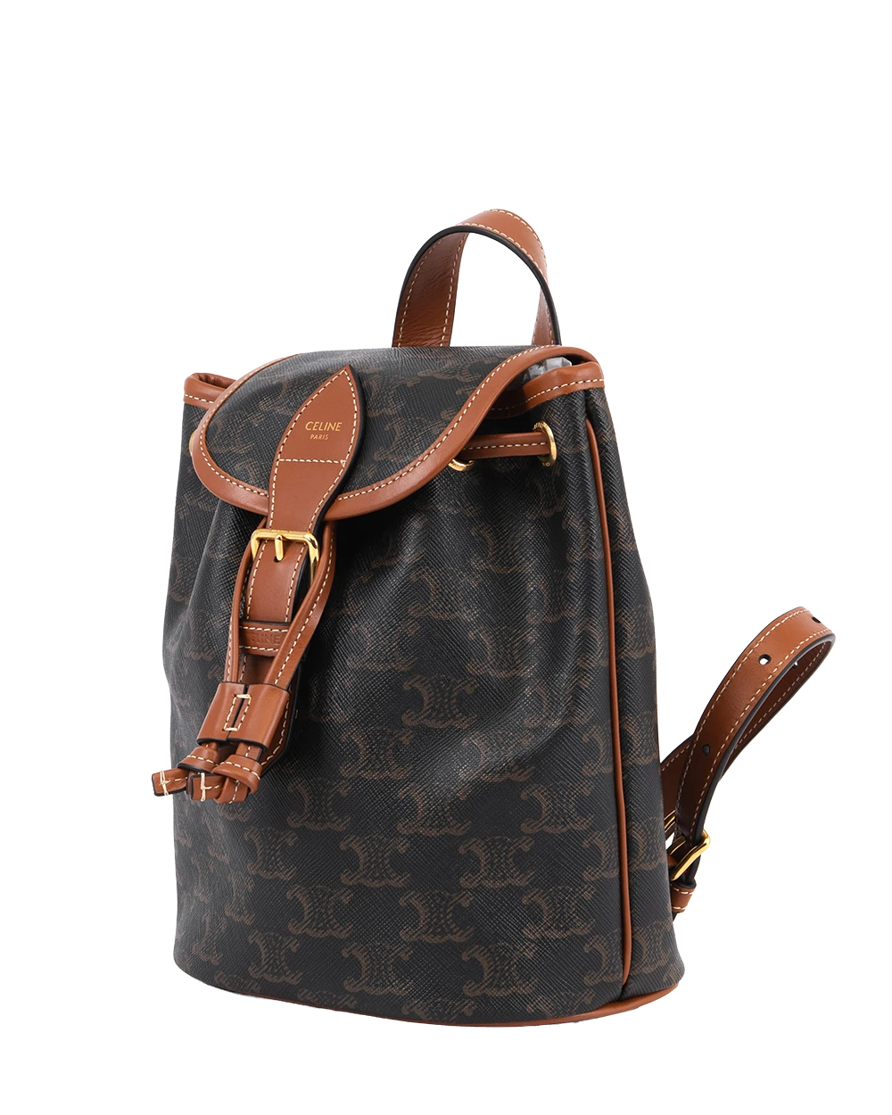 CELINE FOLCO BACKPACK MINI BROW TAN CANVAS GHW F AN 2203 1245