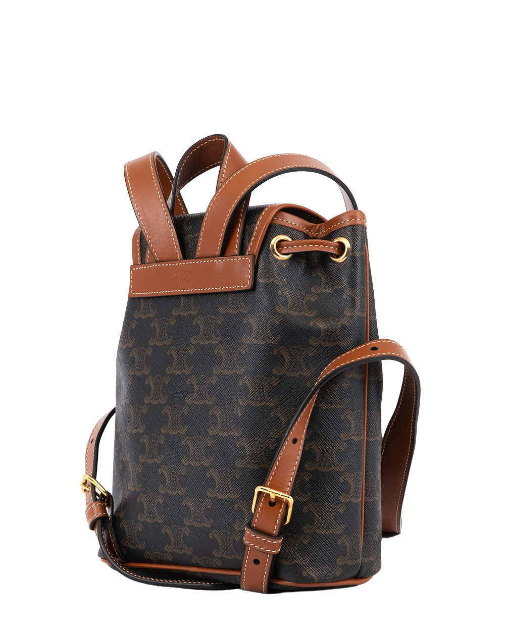 CELINE FOLCO BACKPACK MINI BROW TAN CANVAS GHW F AN 2203 1247