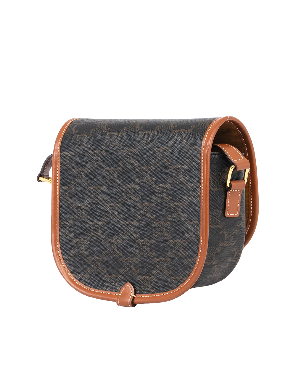 CELINE FOLCO MEDIUM BROWN TAN CANVAS GHW S CU 4222 S BR 4202 0151