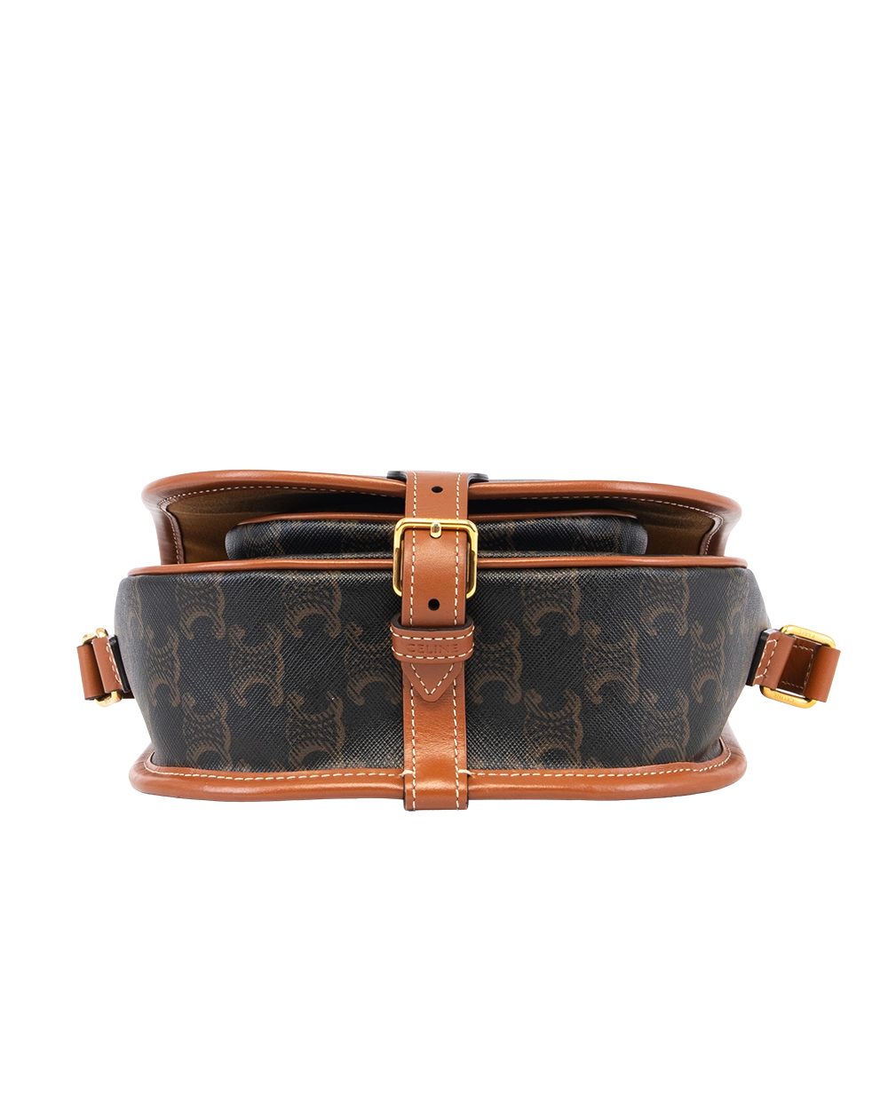 CELINE FOLCO MEDIUM BROWN TAN CANVAS GHW S CU 4222 S BR 4202 0156