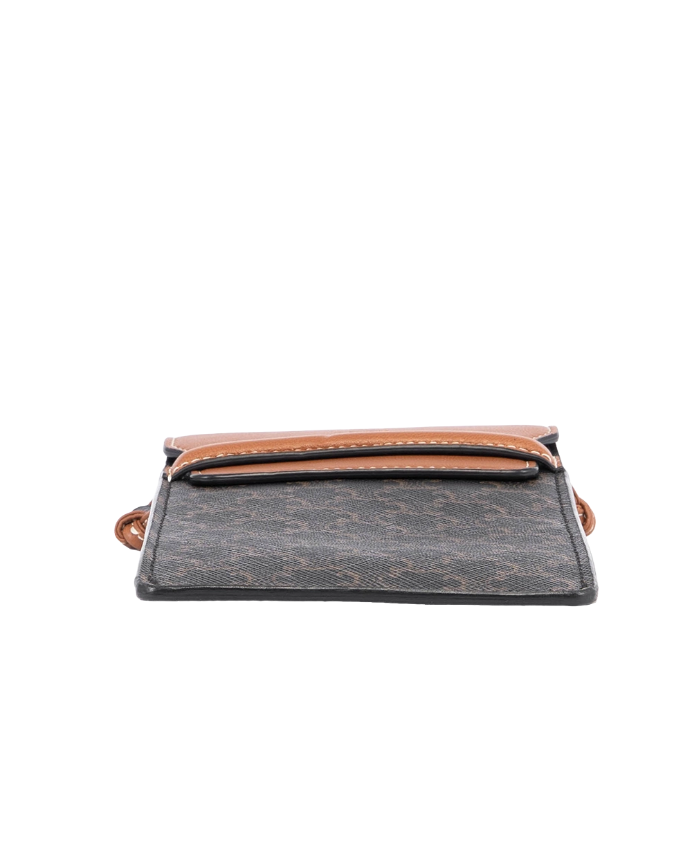 CELINE PHONE POUCH IN TRIOMPHE BROW TAN CANVAS AND LAMB F GA 0281 05170