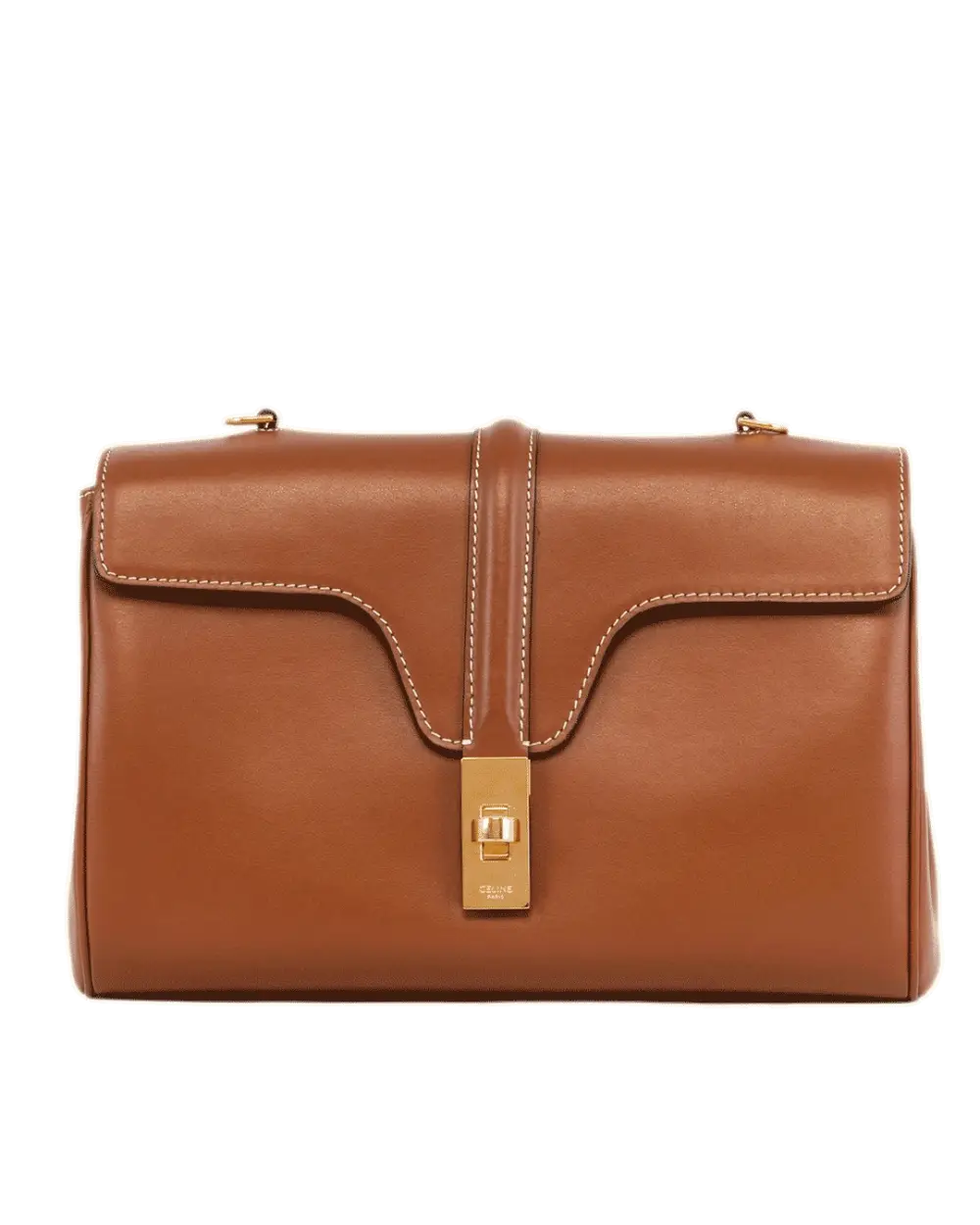 CELINE SOLF 16 SHOULDER BAG TEEN BROWN TAN CALF GHW S CE 4292 2091