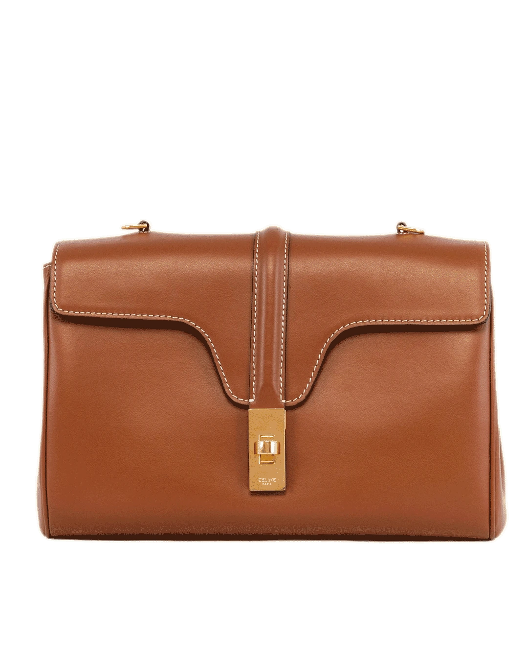 CELINE SOLF 16 SHOULDER BAG TEEN BROWN TAN CALF GHW S CE 4292 2091