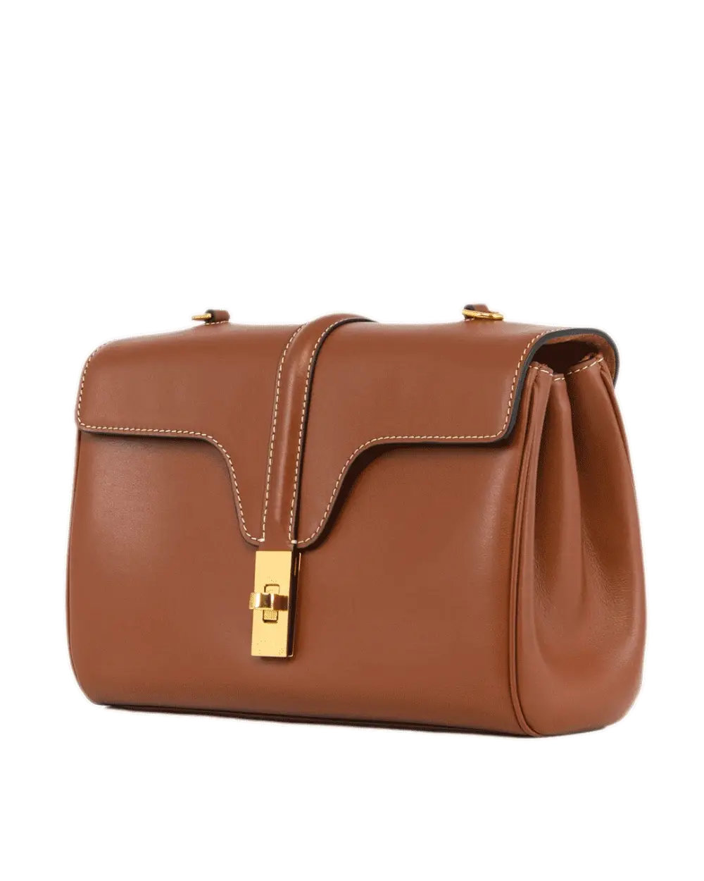 CELINE SOLF 16 SHOULDER BAG TEEN BROWN TAN CALF GHW S CE 4292 2092