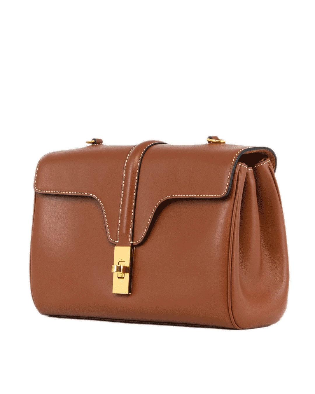 CELINE SOLF 16 SHOULDER BAG TEEN BROWN TAN CALF GHW S CE 4292 2092