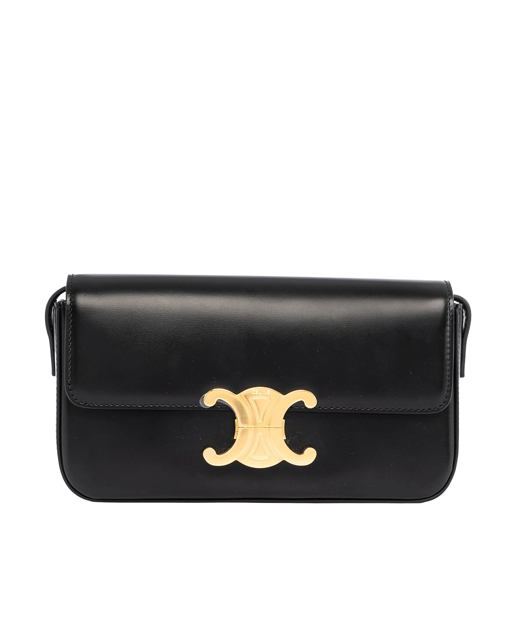 CELINE TRIOMPHE SHOLDER BAG BLACK CALF GHW F CU 1222 05024