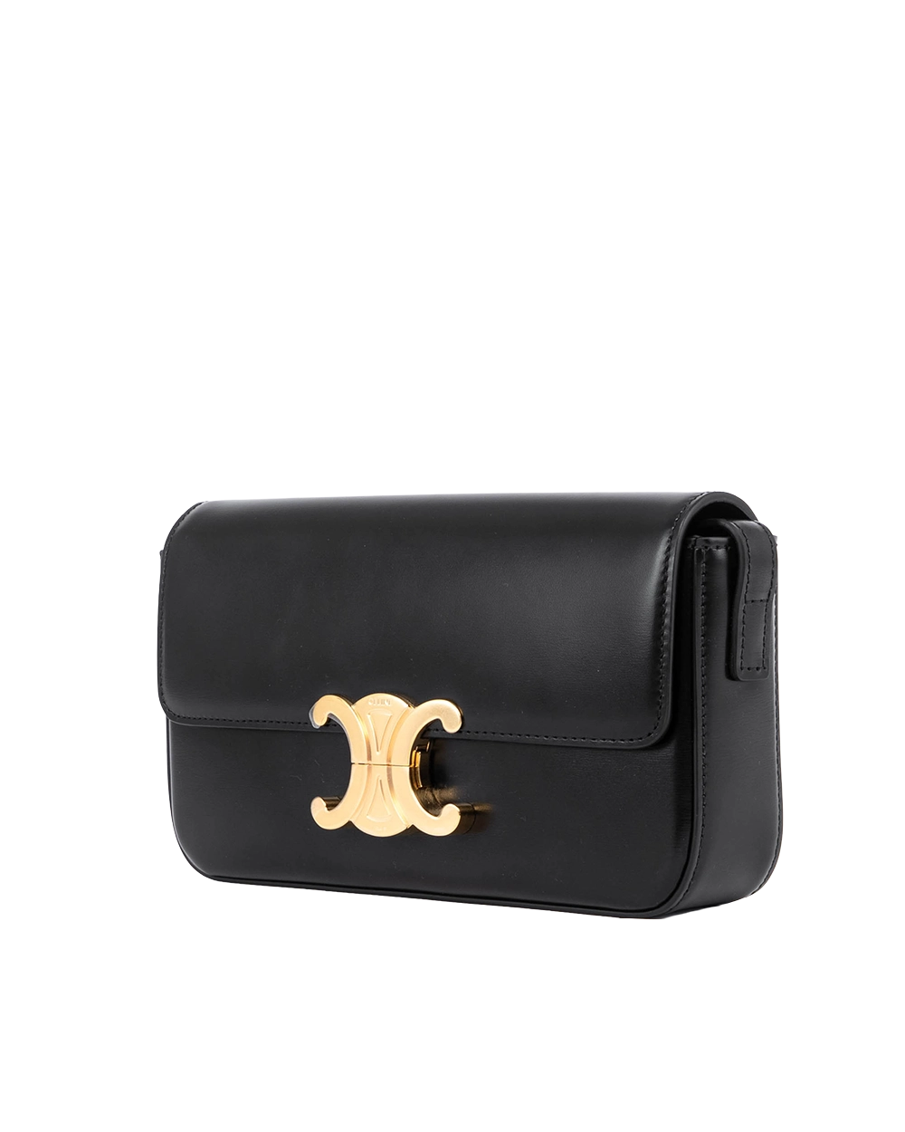 CELINE TRIOMPHE SHOLDER BAG BLACK CALF GHW F CU 1222 05025