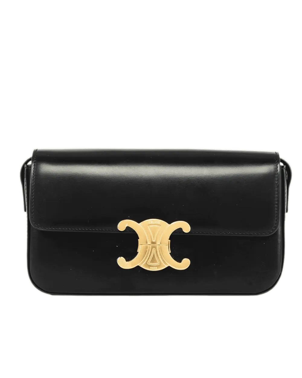 CELINE TRIOMPHE SHOLDER BAG BLACK CALF GHW S LM 3291 1412