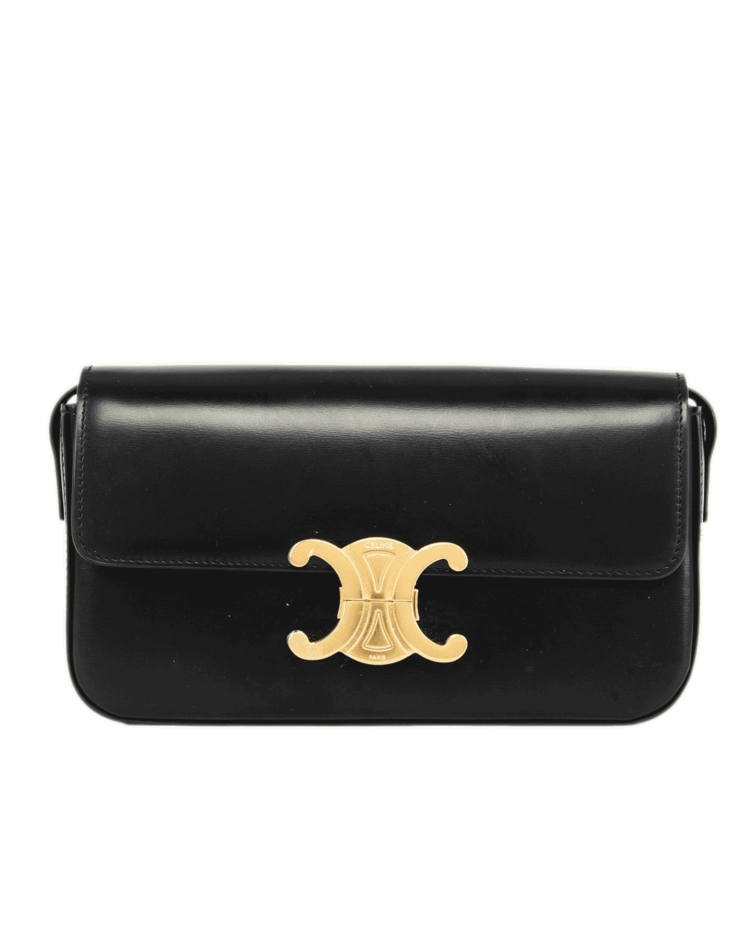 CELINE TRIOMPHE SHOLDER BAG BLACK CALF GHW S LM 3291 1412