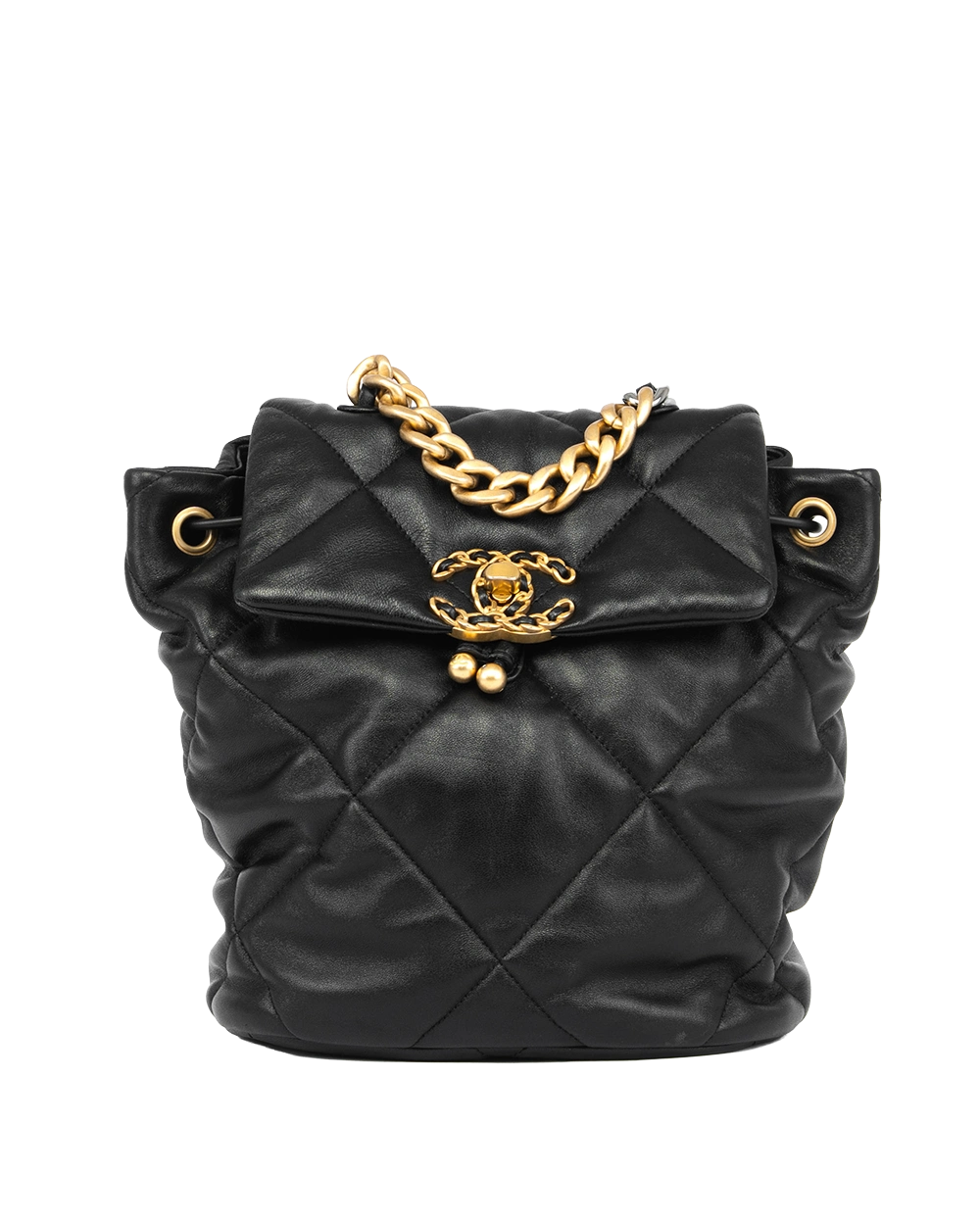 CHANEL 19 BACKPACK BLACK LAMB GHW PUX2KAGL 0566