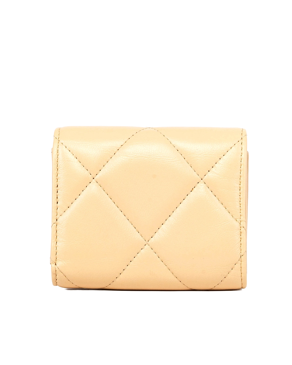 CHANEL 19 FLAP TRIFOLD WALLET SHORT BEIGE LAMB GHW 30621126 1999