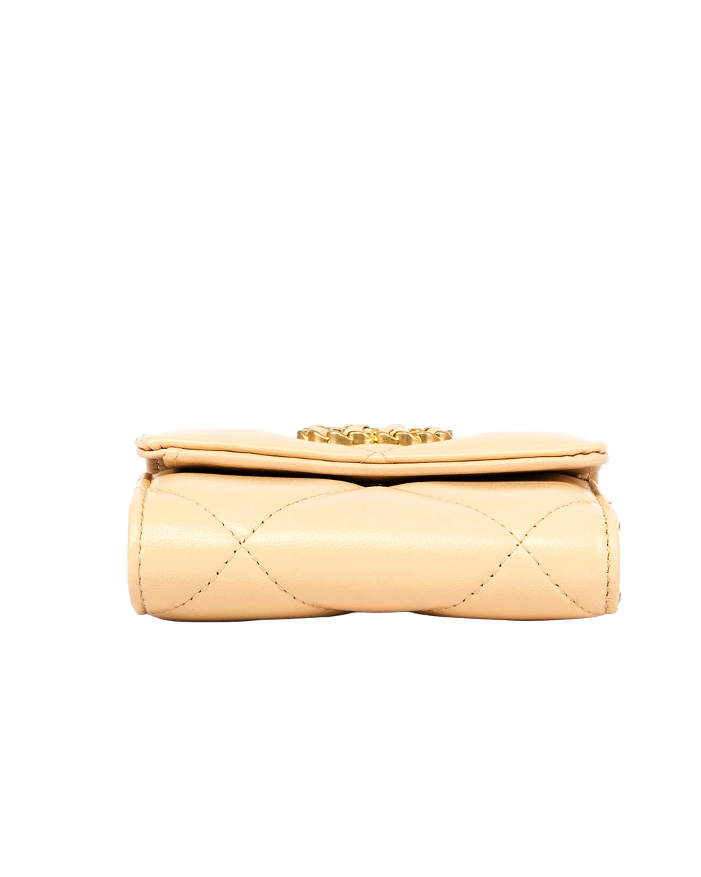 CHANEL 19 FLAP TRIFOLD WALLET SHORT BEIGE LAMB GHW 30621126 2000