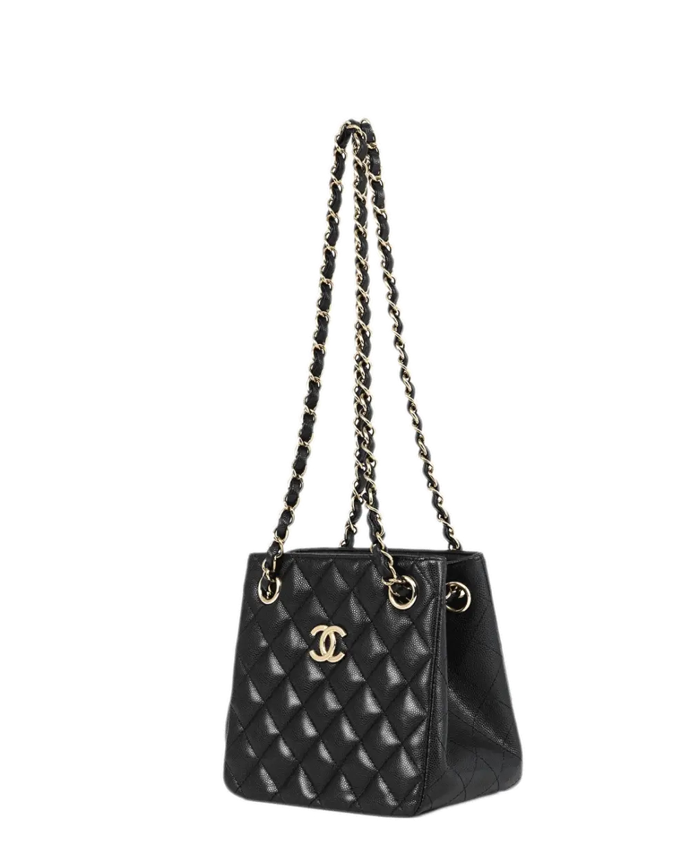 CHANEL 22 S DRAWSTING BLACK CAVIAR GHW NXGP6L47 1321