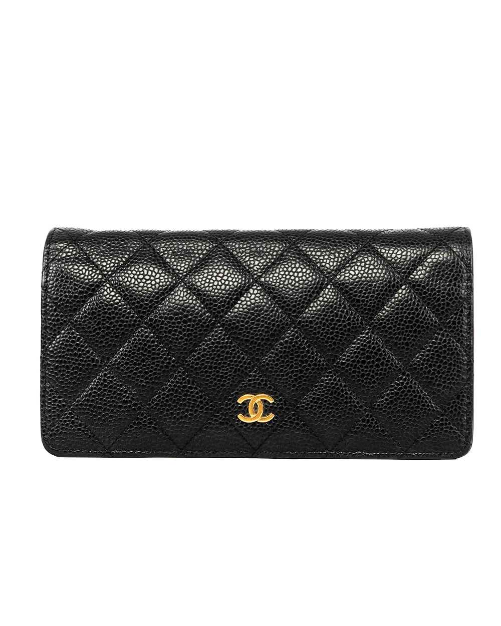 CHANEL BIFOLD WALLET LONG BLACK CAVIAR GHW 20709390 1970