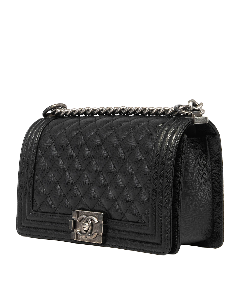 CHANEL BOY 10 BLACK CAVIAR RSHW P24AGAP3 0816