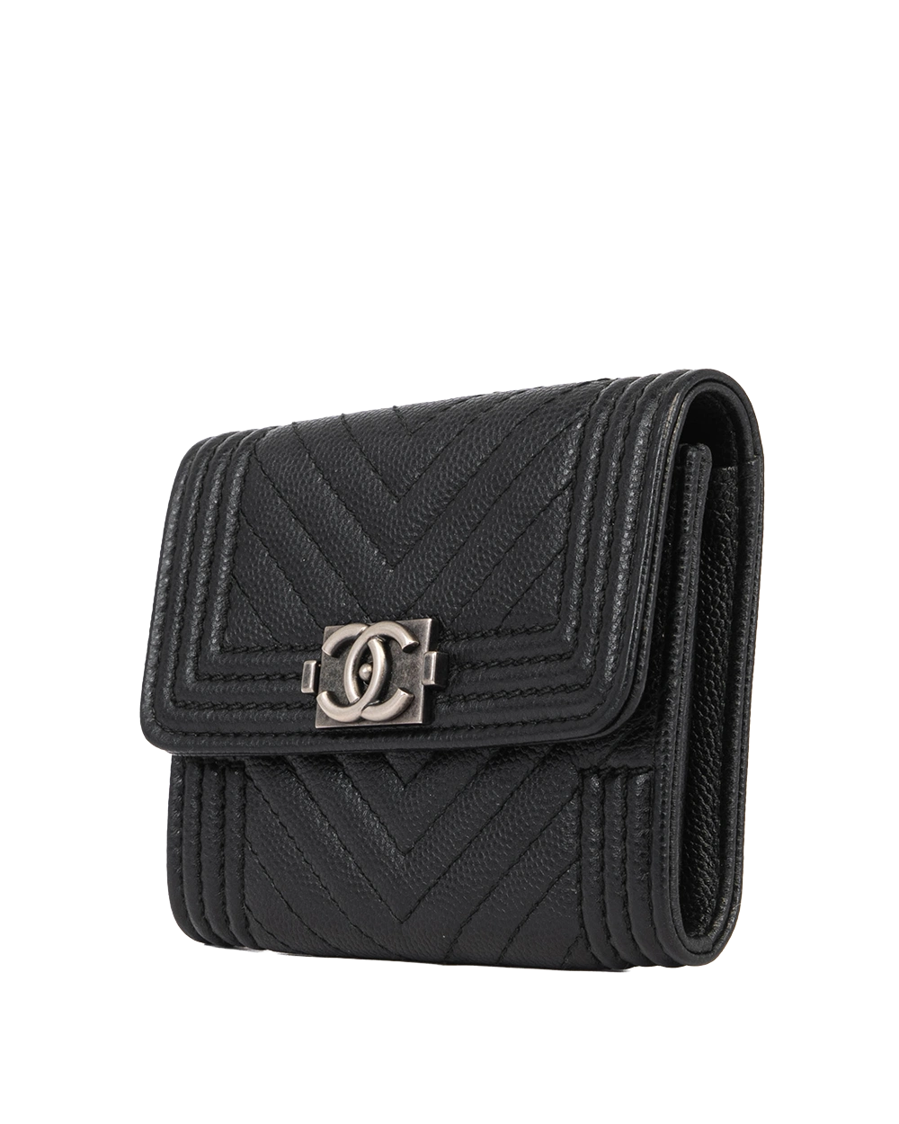 CHANEL BOY CARD HOLDER SHORT BLACK CAVIAR RSHW 24565743 1268