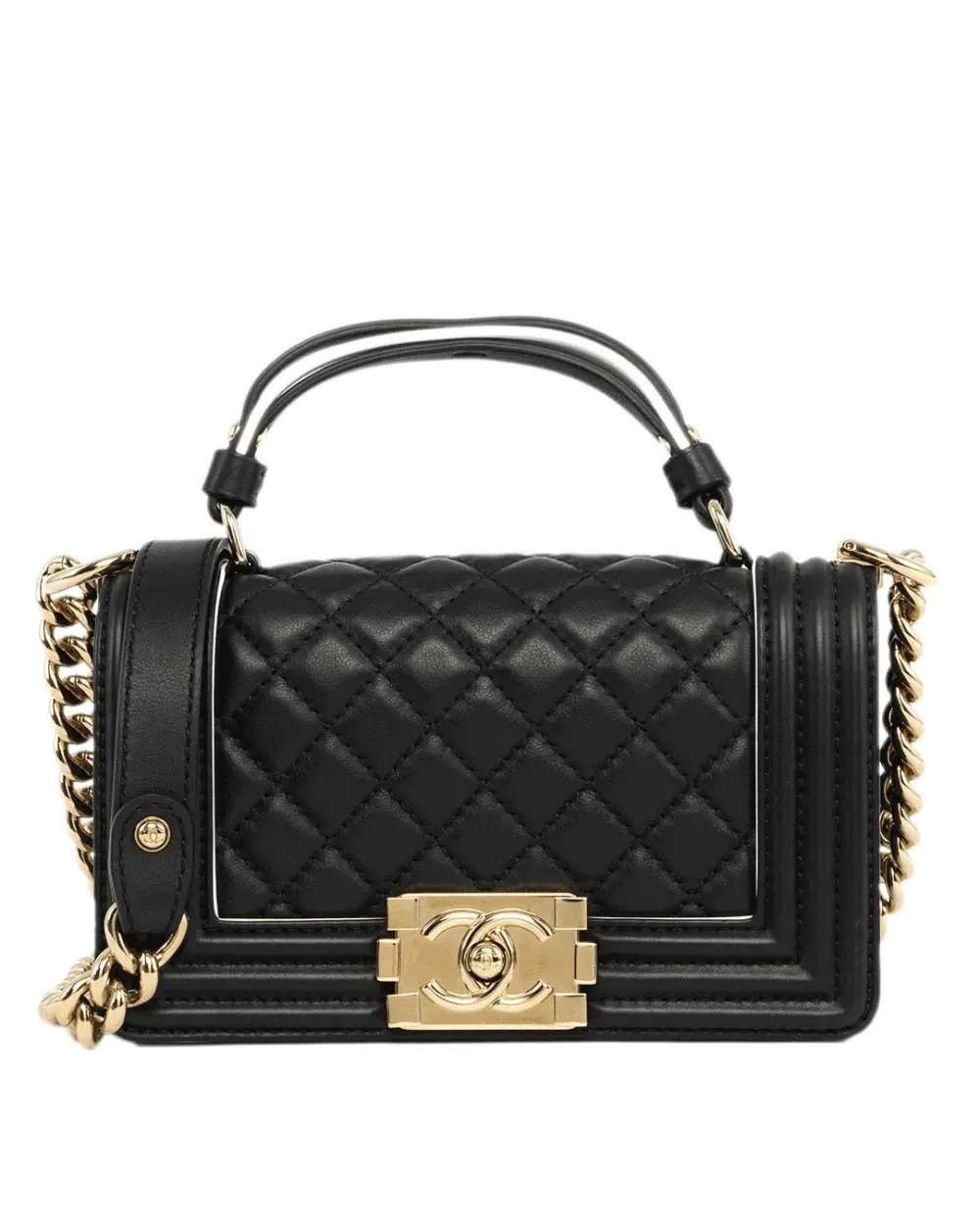 CHANEL BOY TOP HANDLE 8 BLACK LAMB GHW 27760772 0277