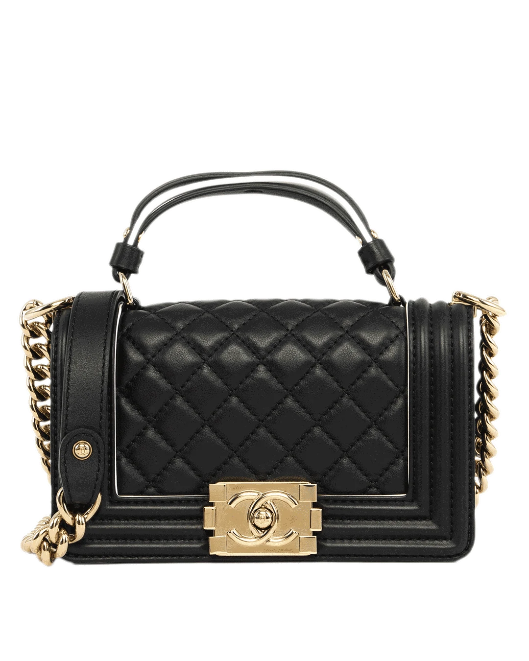 CHANEL BOY TOP HANDLE 8 BLACK LAMB GHW 27760772 0277