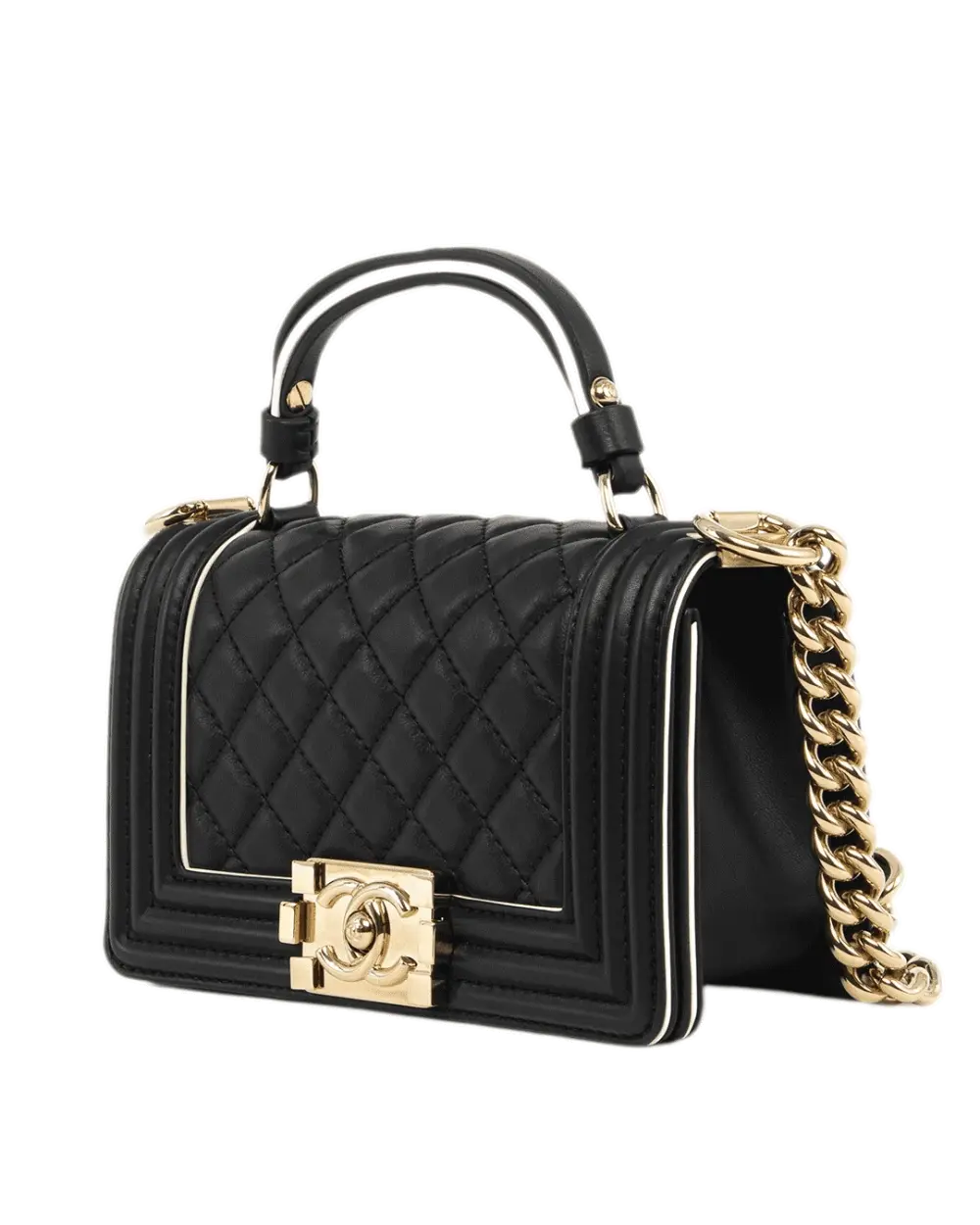 CHANEL BOY TOP HANDLE 8 BLACK LAMB GHW 27760772 0278