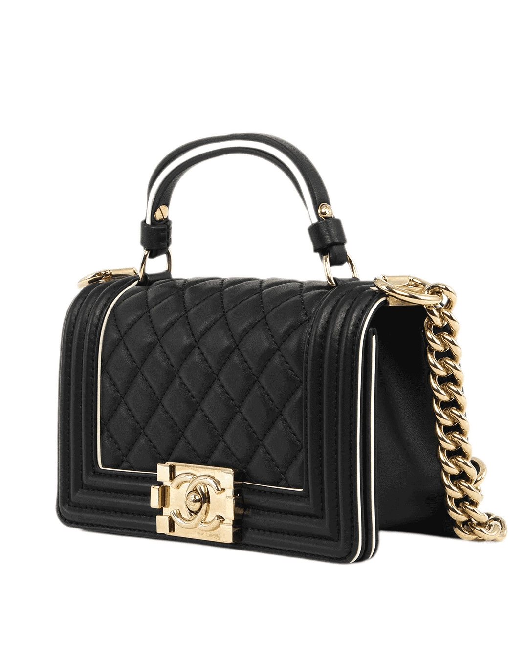 CHANEL BOY TOP HANDLE 8 BLACK LAMB GHW 27760772 0278