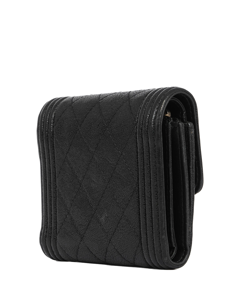 CHANEL BOY TRIFOLD WALLET SHORT BLACK CAVIAR GHW 28713373 0638