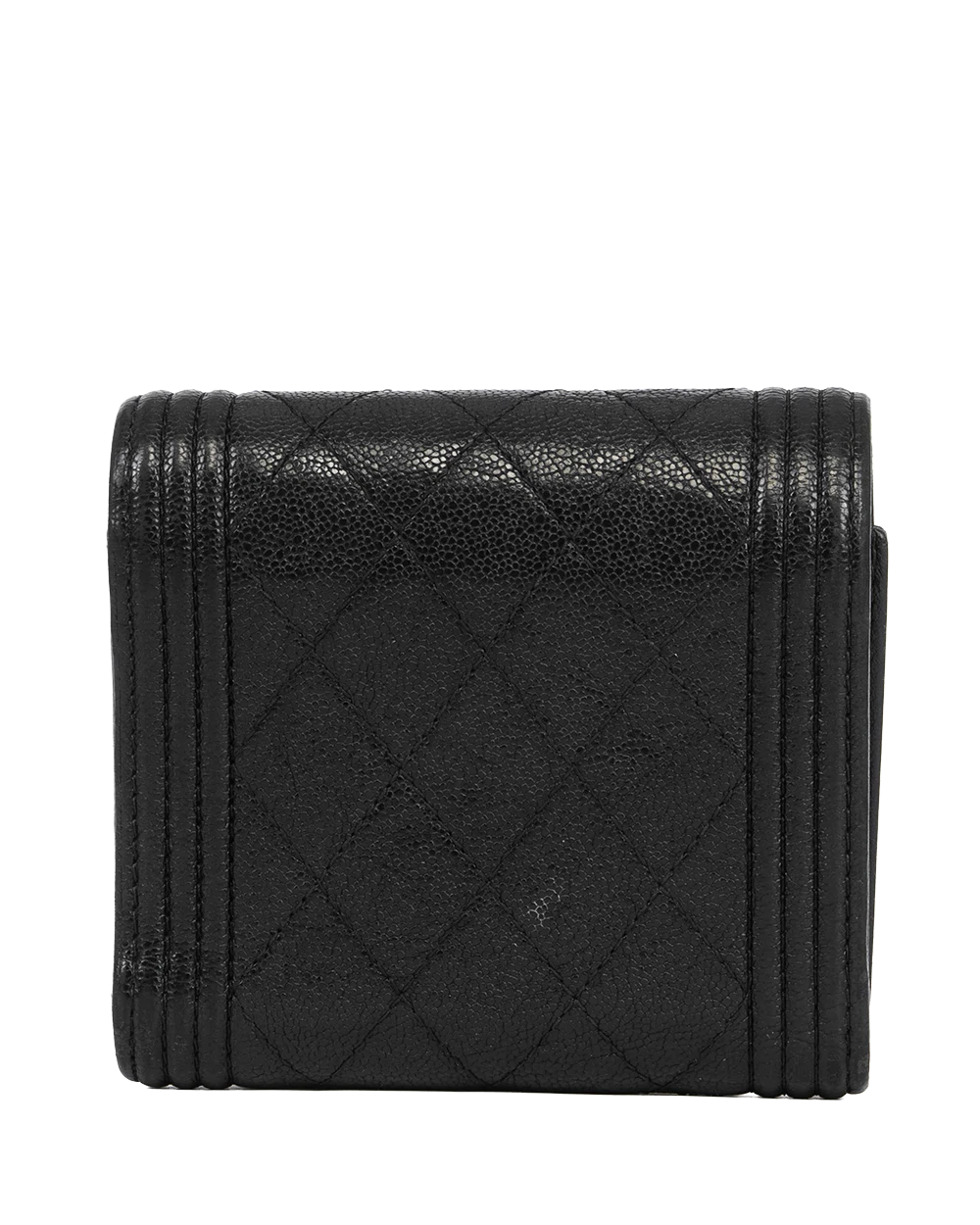 CHANEL BOY TRIFOLD WALLET SHORT BLACK CAVIAR GHW 28713373 0639