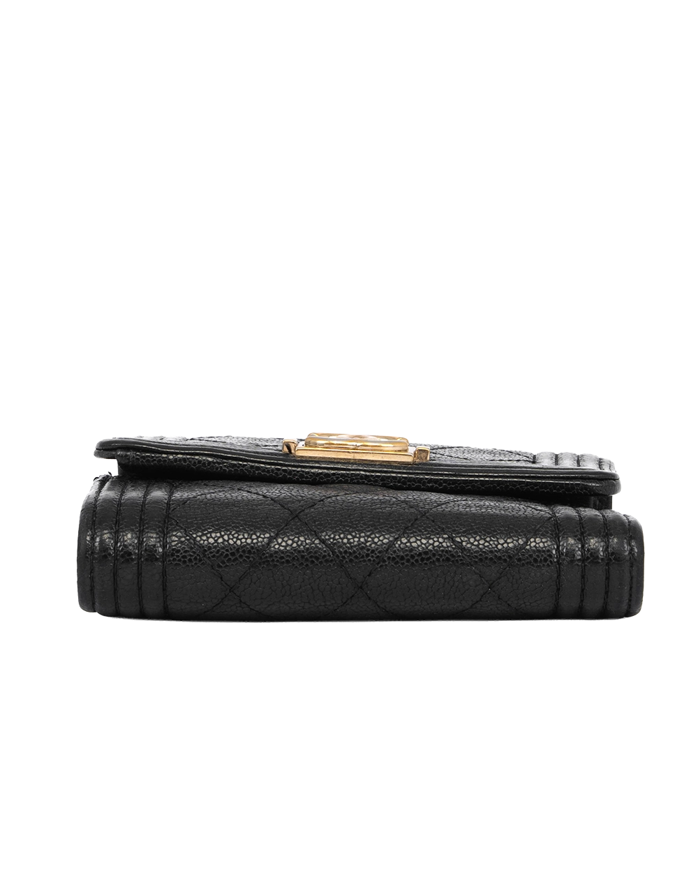 CHANEL BOY TRIFOLD WALLET SHORT BLACK CAVIAR GHW 28713373 0640