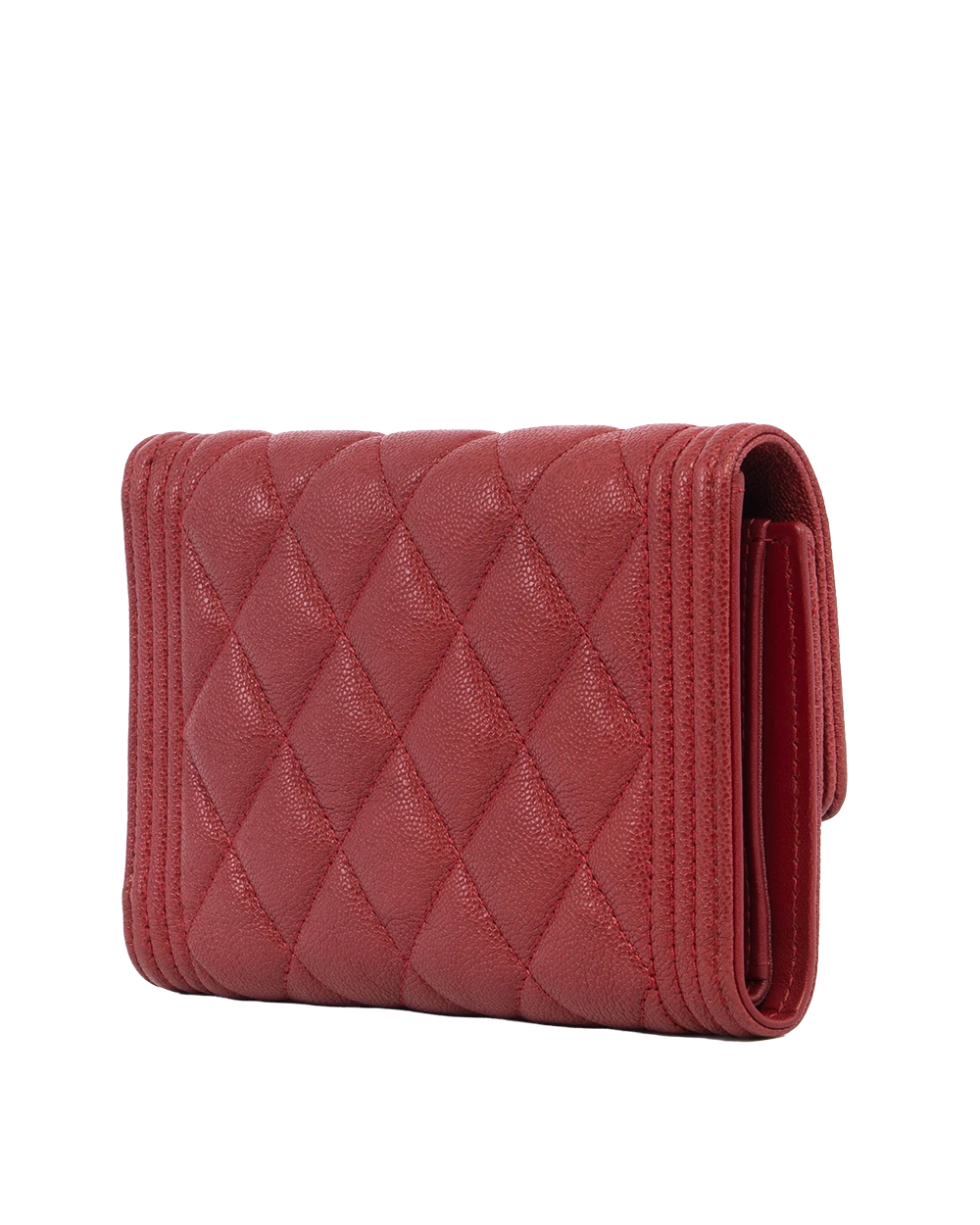 CHANEL BOY TRIFOLD WALLET SHORT RED CAVIAR GHW 28677160 0136