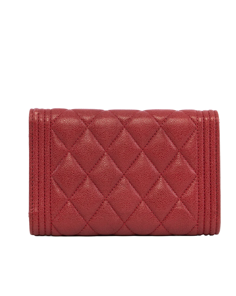 CHANEL BOY TRIFOLD WALLET SHORT RED CAVIAR GHW 28677160 0137