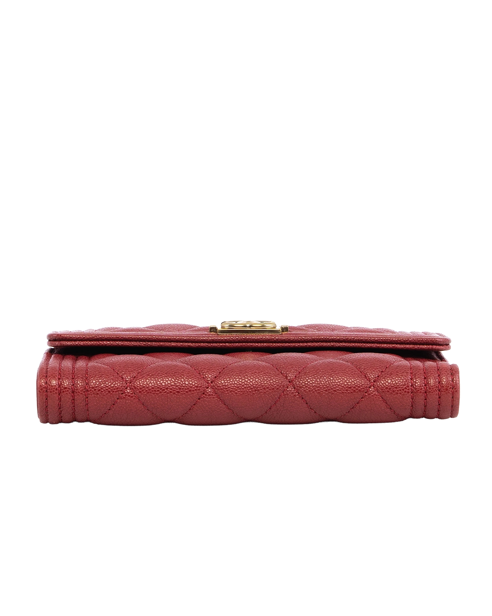 CHANEL BOY TRIFOLD WALLET SHORT RED CAVIAR GHW 28677160 0138