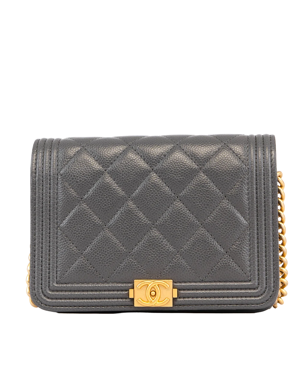 CHANEL BOY WOC MINI GREY CAVIAR GHW C51XN5E0 2689