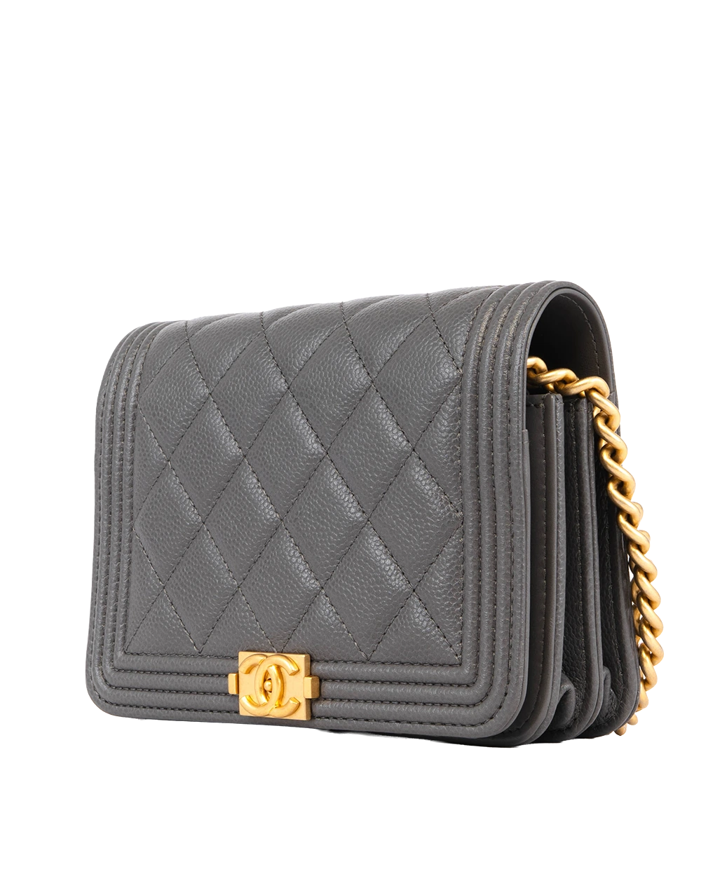 CHANEL BOY WOC MINI GREY CAVIAR GHW C51XN5E0 2690