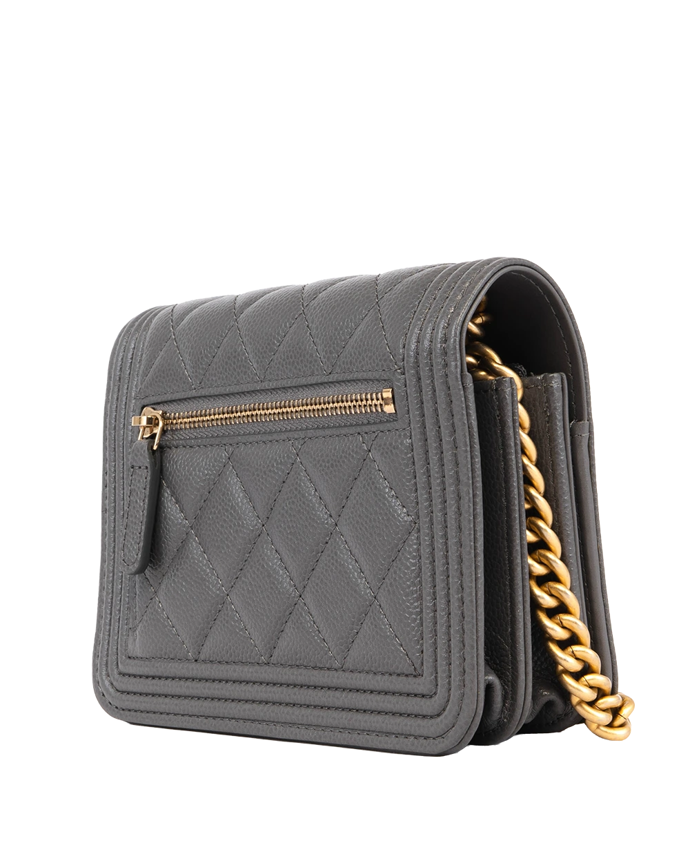 CHANEL BOY WOC MINI GREY CAVIAR GHW C51XN5E0 2691