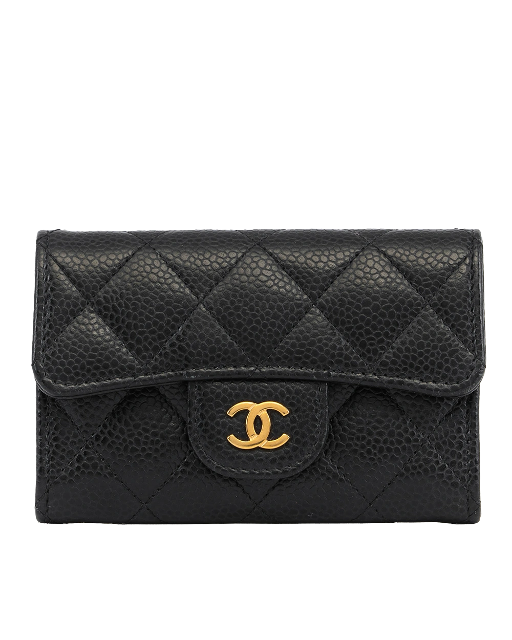 CHANEL CARD HOLDER SHORT BLACK CAVIAR GHW E5PPE1LE 2088