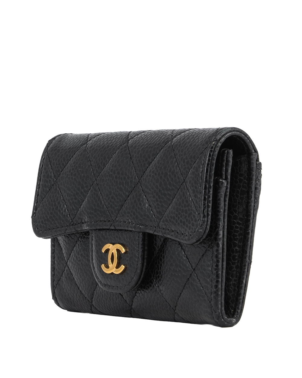 CHANEL CARD HOLDER SHORT BLACK CAVIAR GHW E5PPE1LE 2089